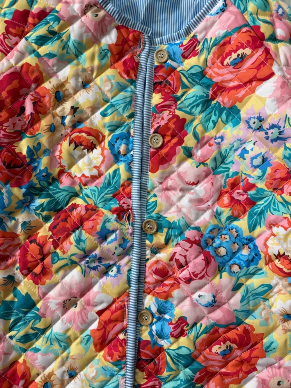 NWT- Boutique Boho Colorful Floral Quilted Jacket size large - Picture 9 of 11